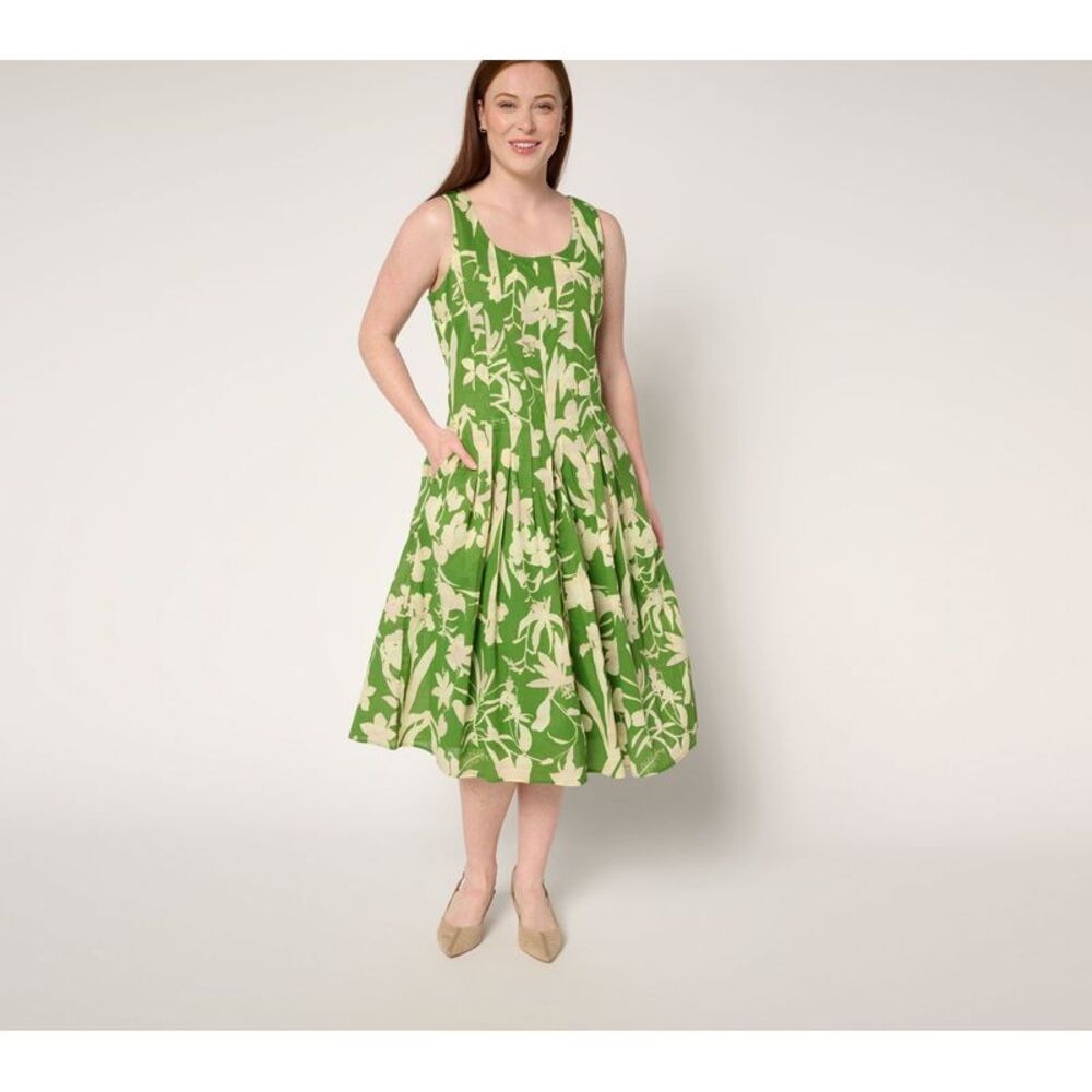 BEAUTIFUL by Lawrence Zarian Women's Dress Sz 16 Amanda Cotton Green